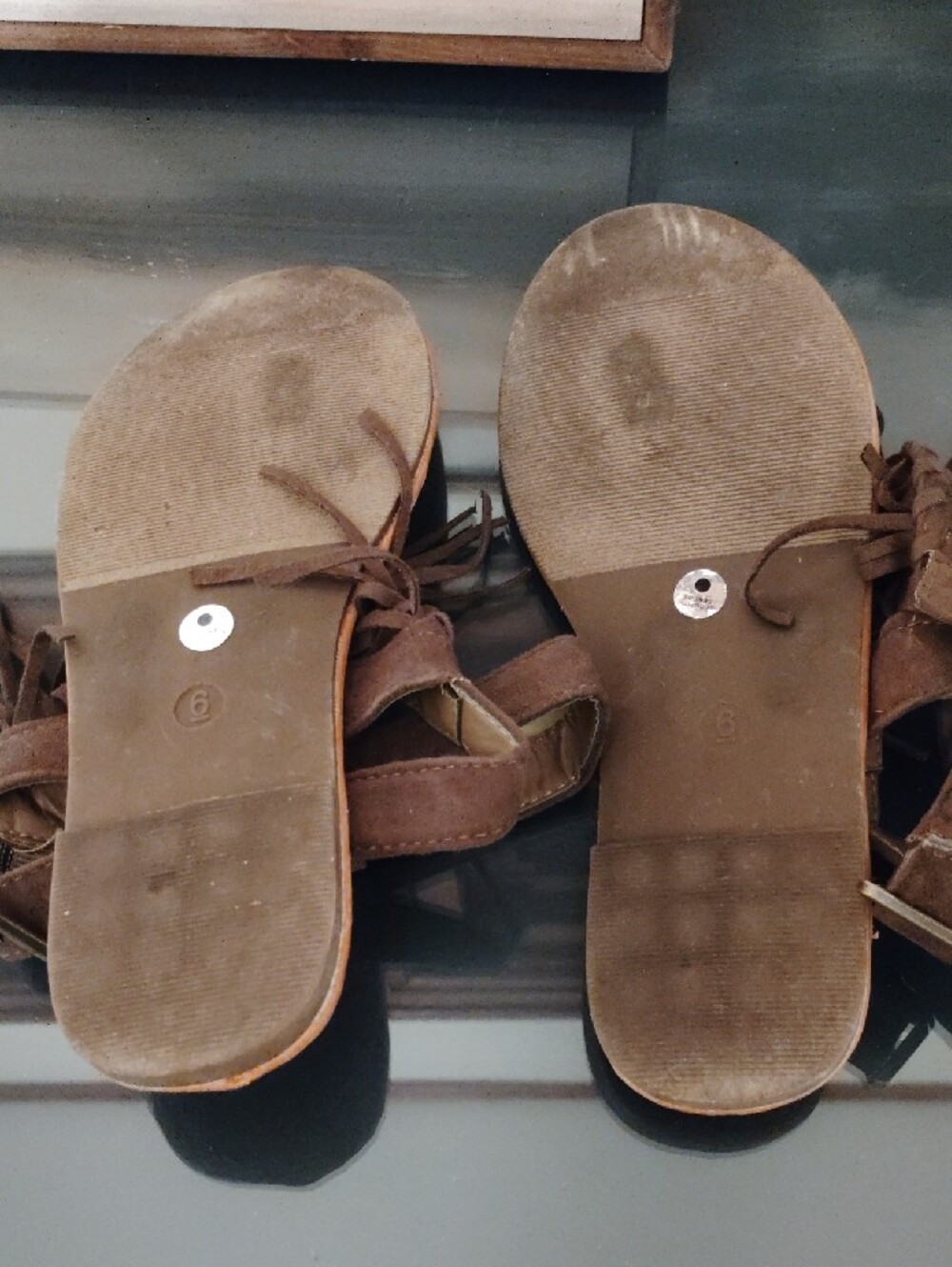 Kids Brown/Olive Green Fringe Sandals - Picture 4 of 4